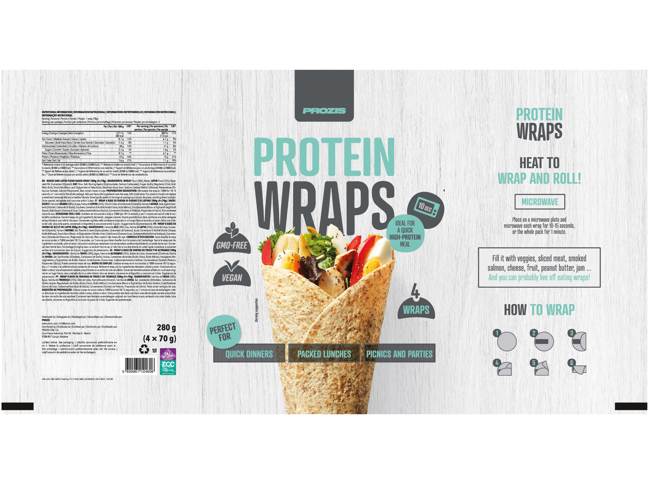 WRAPS PROZIS PROTEICOS 280G (4X70G)