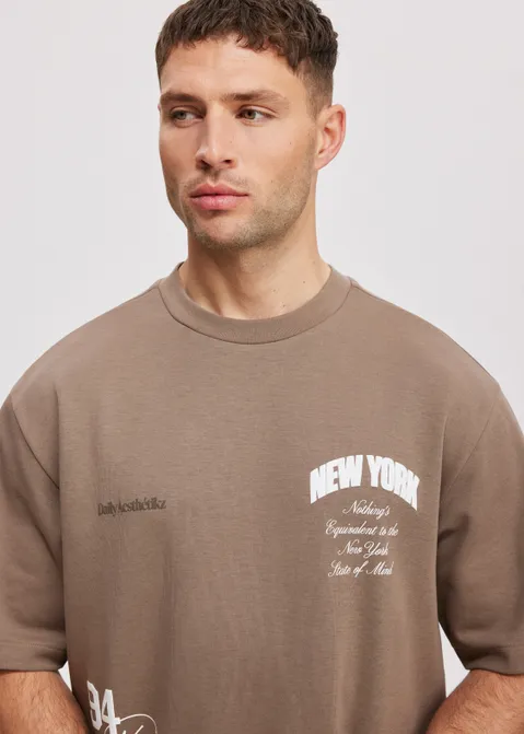 T-shirt met print state bruin (TAU.D)