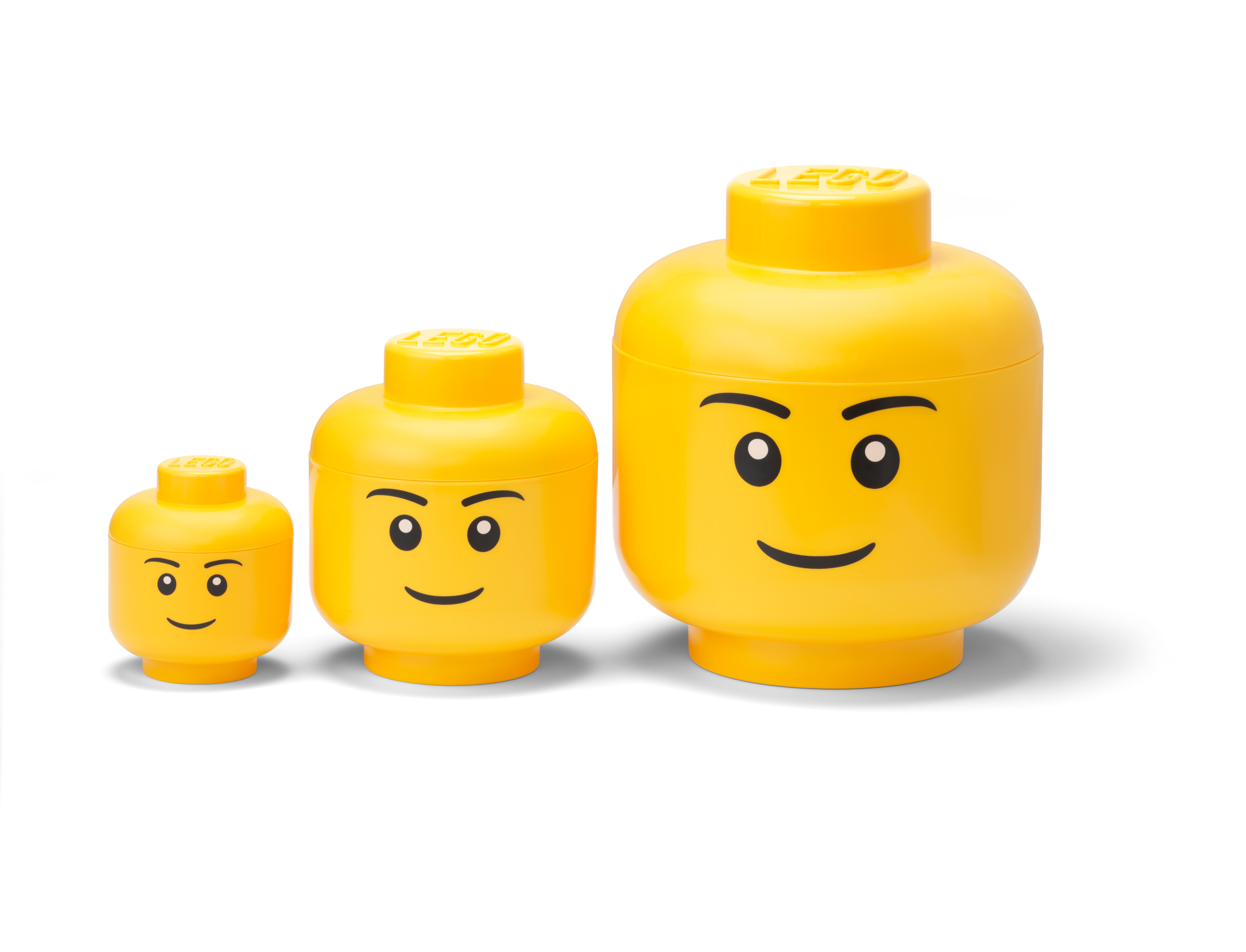 Mini caixa de armazenamento em formato de cabeça de menino – Amarelo brilhante 5006258