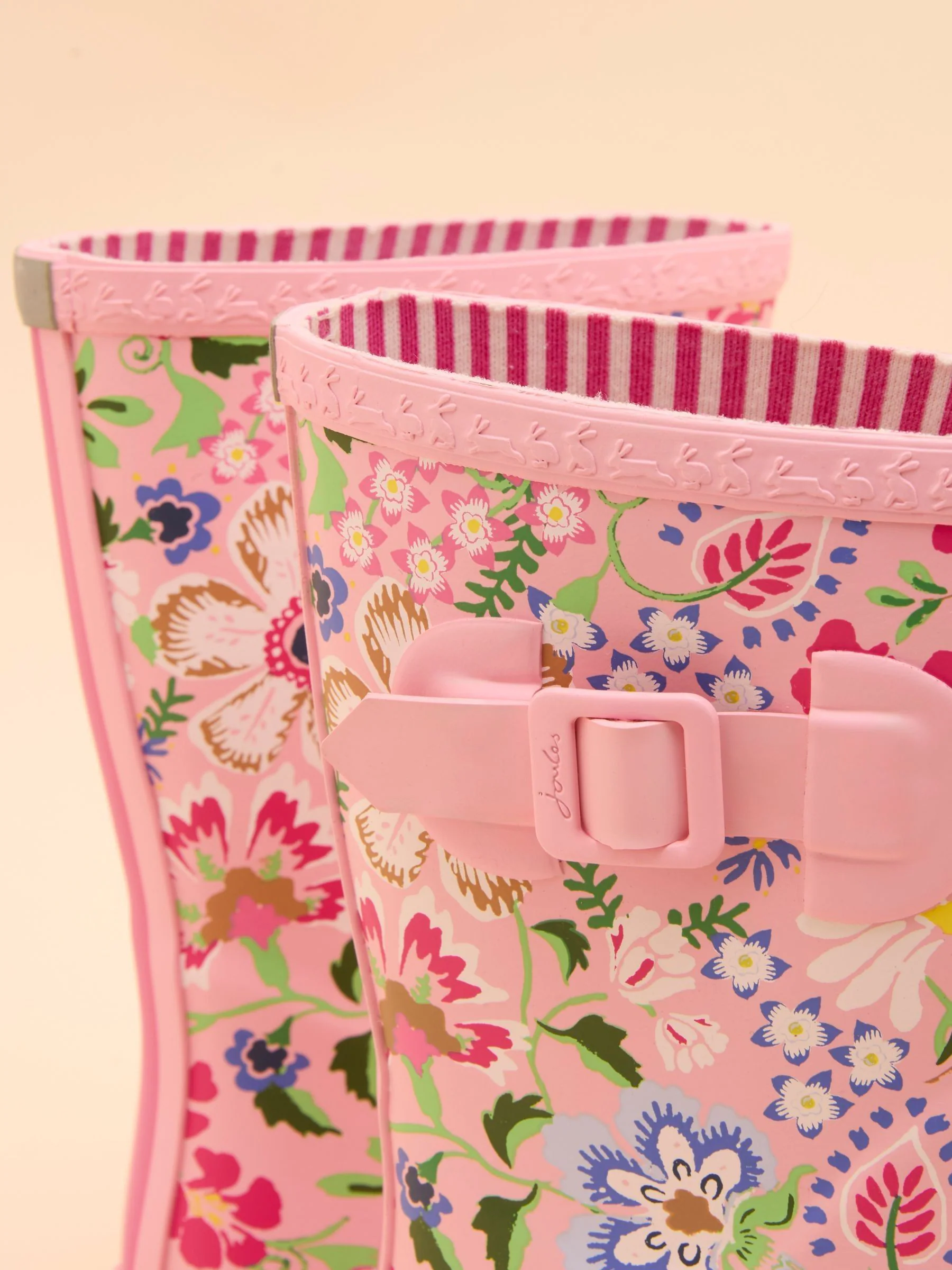 Roze bloemen - Joules kinderregenlaarzen met print