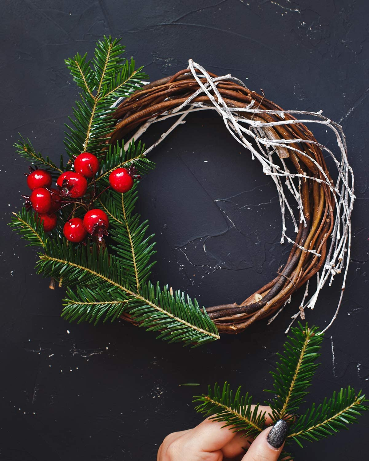(Ø20cm) Rattan Ring DIY Hygge Lifestyle Deko Kranz für Blumen - Braun