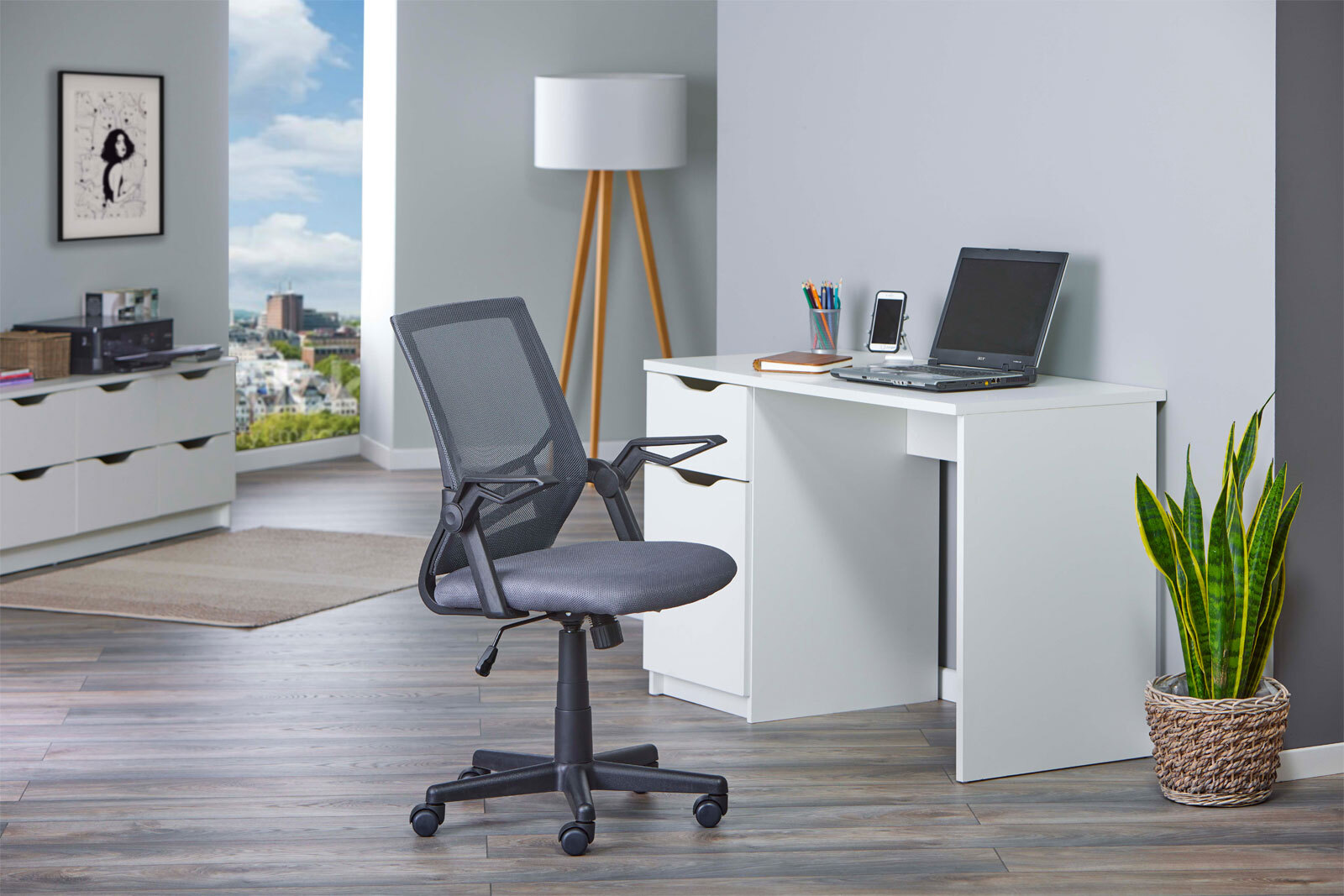 Drehstuhl LUDWIG grau/schwarz 57 x 90,5-100 x 59,9 cm