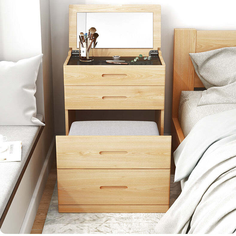 Solid wood dresser small bedroom modern simple small apartment mini flip dresser bedside storage cabinet integrated