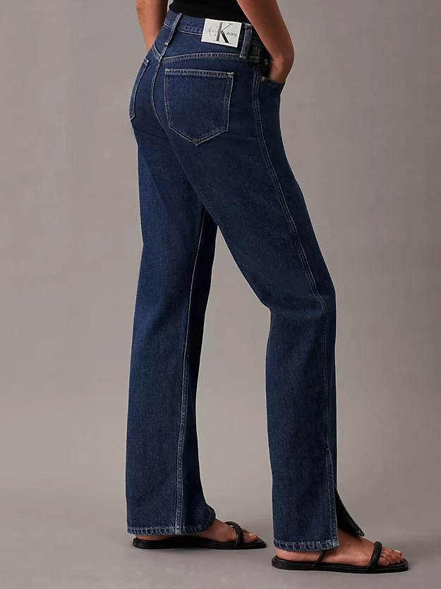 Calça jeans reta de cintura alta