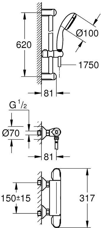 Grohe - Grohtherm 1000 - Thermostatische Douchekraan - Chroom