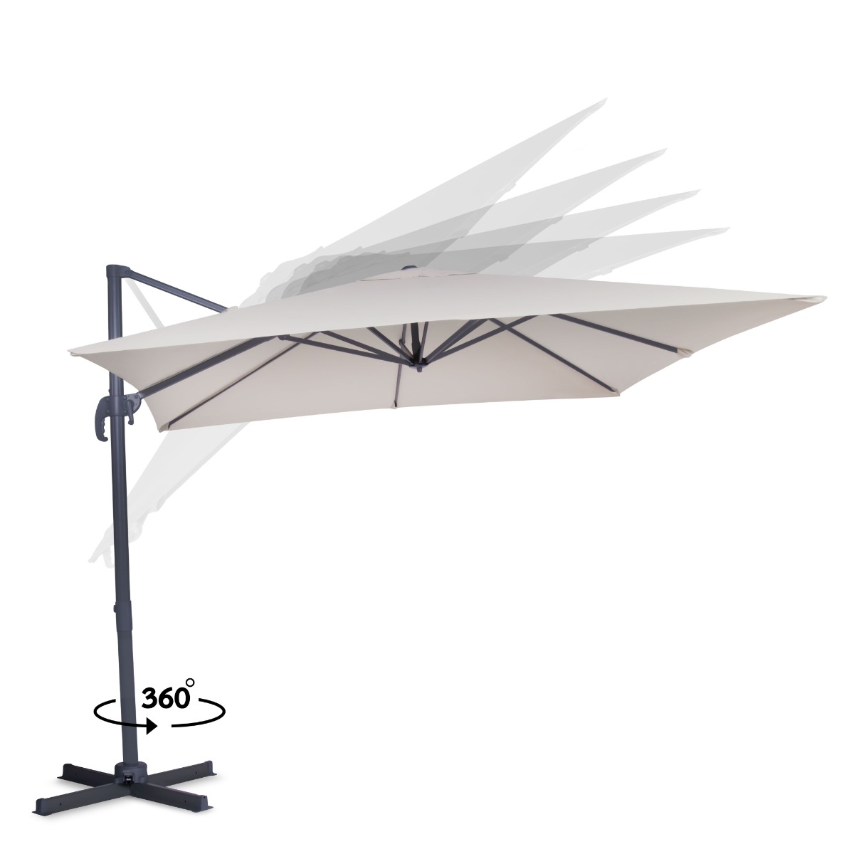 VONROC Pisogne 300 x 300 cm Premium zweefparasol met hoes - Beige