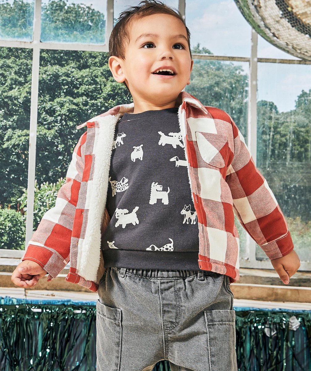 CHEMISE BÉBÉ GARÇON EN REMBOURRAGE RECYCLÉ ET À CARREAUX ROUILLE