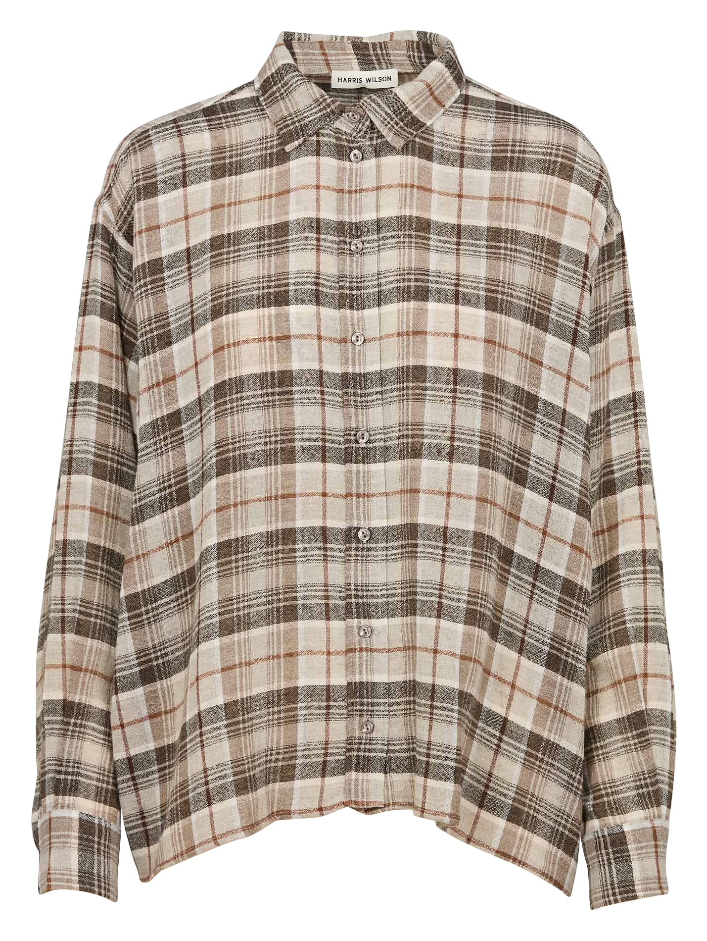 FATIA - Chemise à carreaux ample à col classique | Beige