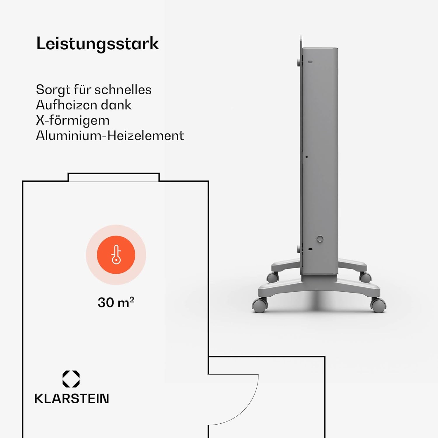 Klarstein Bansin Crystal Smart Konvektorheizung – 1500 W, Wandmontage/Freistehend, Led-Anzeige, App-Steuerung, Energieeffizient, Überhitzungs- und Frostschutz, Kindersicherung, Ideal für Wohnzimmer
