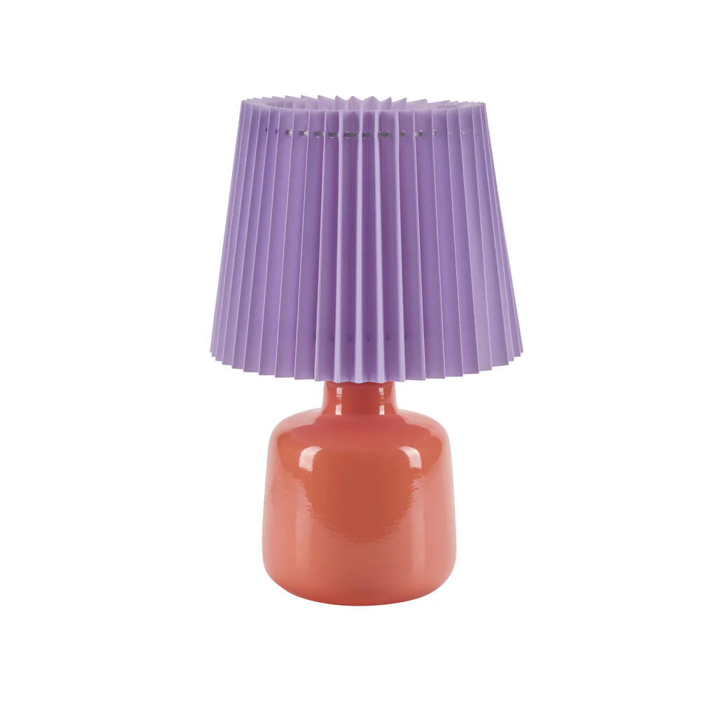 Bahne Interior  Plisse bordlampe, peach/lilla - H29,5 cm