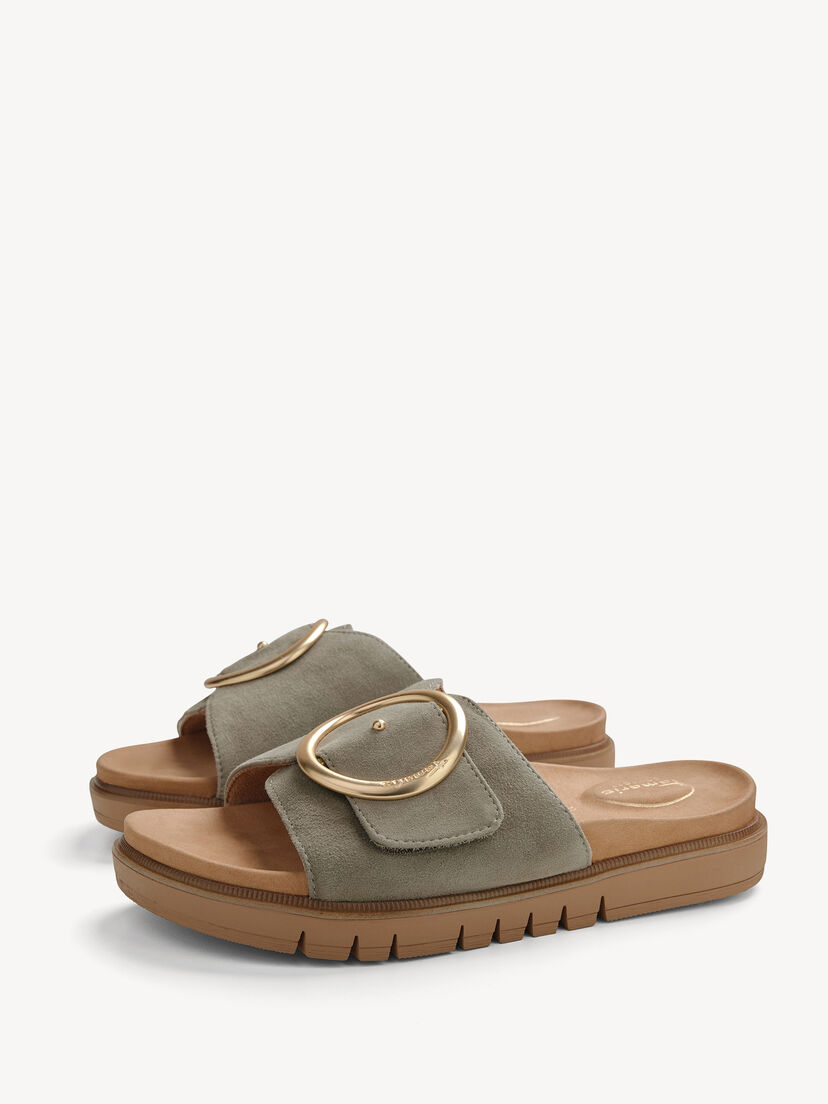Leren Slipper - khaki