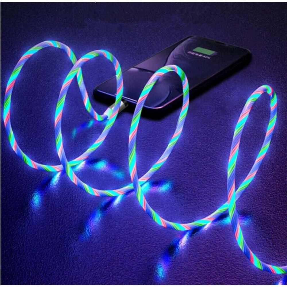 Magnetisches (1m / 2A) USB C Ladekabel LED Leuchtendes Datenkabel - Bunt / Transparent