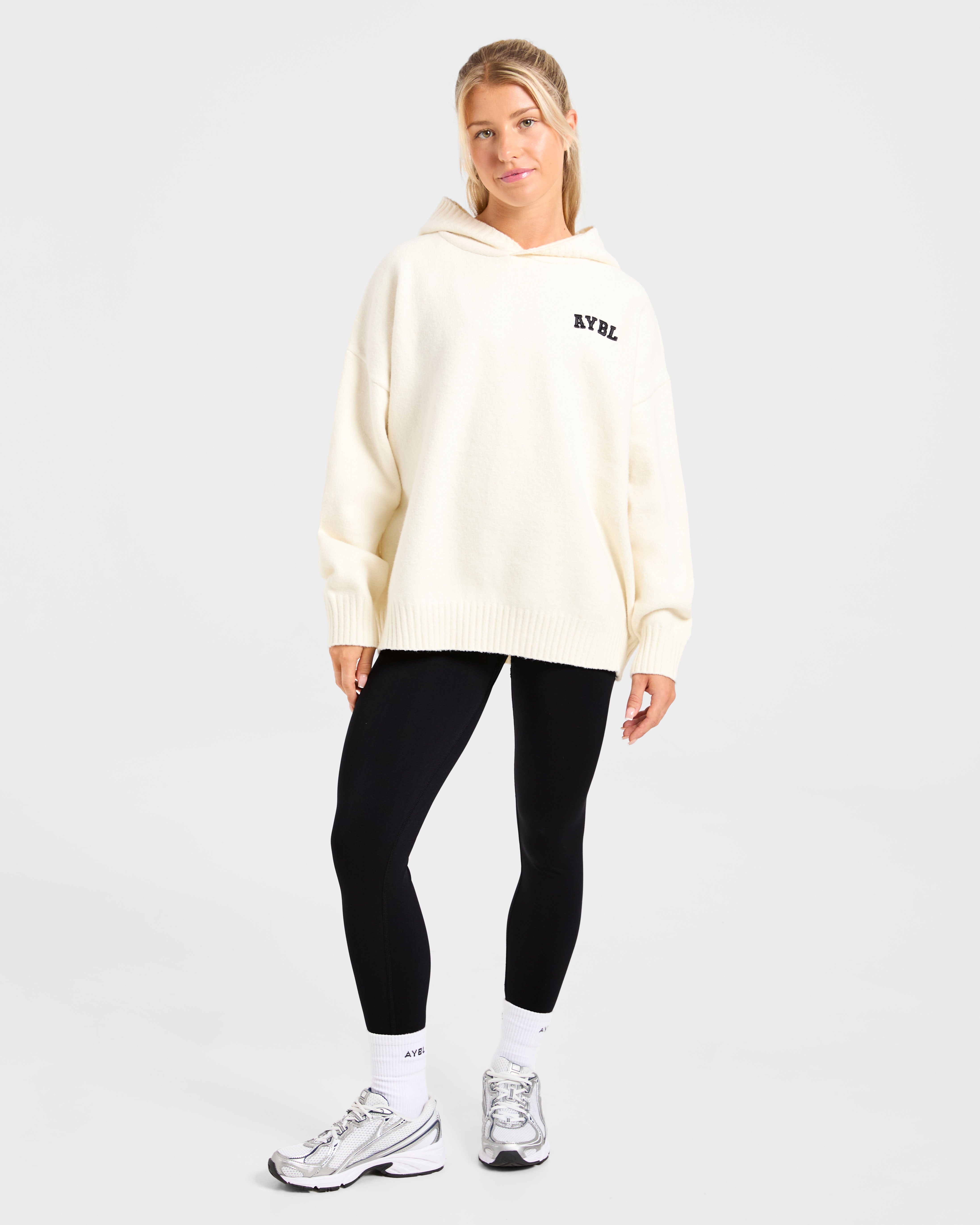 Varsity Minimal Logo Oversized Knitted Hoodie