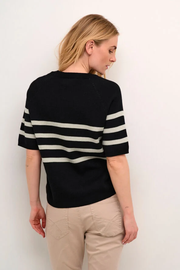 Cream CRDela Knit Blouse Pitch black scroll stripe