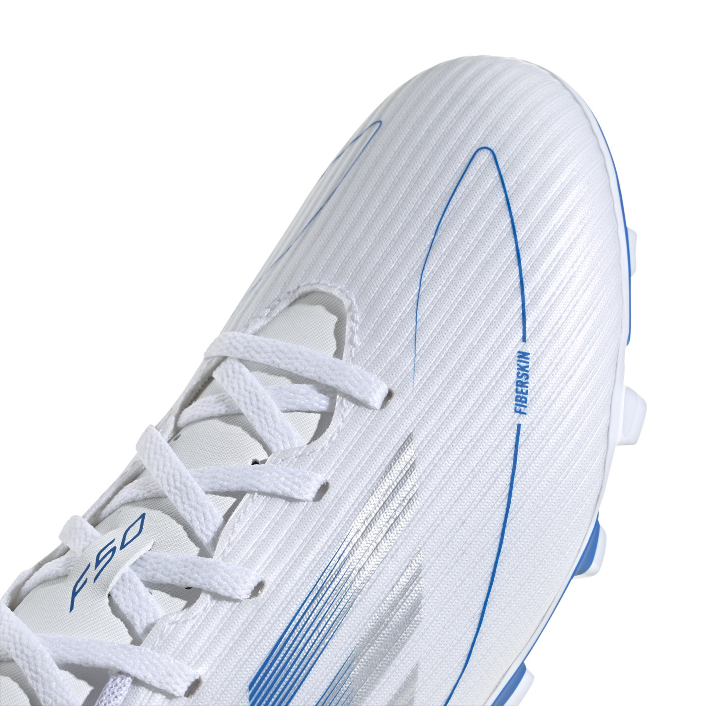 Adidas F50 Club Gras / Kunstgras Voetbalschoenen (MG) Wit Blauw Zilver