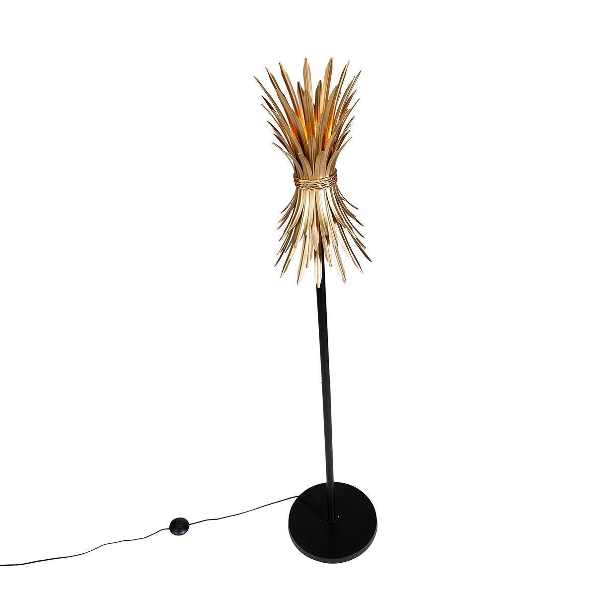 Art Deco vloerlamp goud met zwart - Wesley