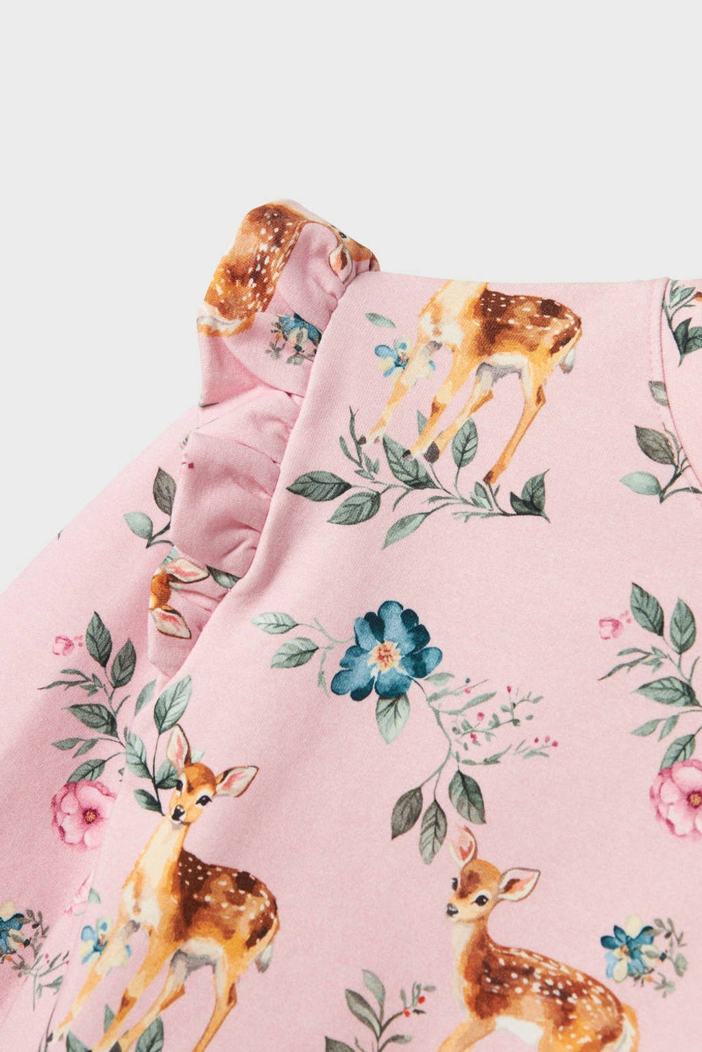 NAME IT sweater NMFOJETTE met all over print en ruches roze