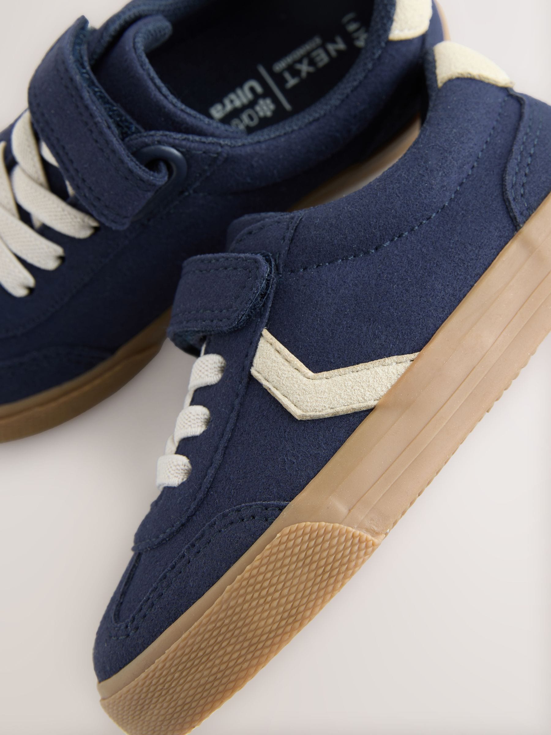 Donkerblauw - Sneakers met klittenbandsluiting en elastische veters