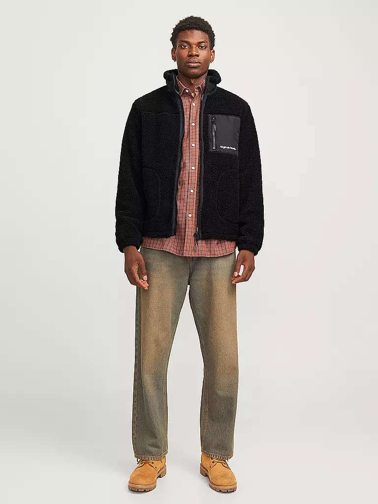 JACK & JONES Jacke in Felloptik JORVESTERBRO schwarz