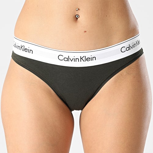 Culotte Tanga Femme F3787E Vert Kaki Foncé