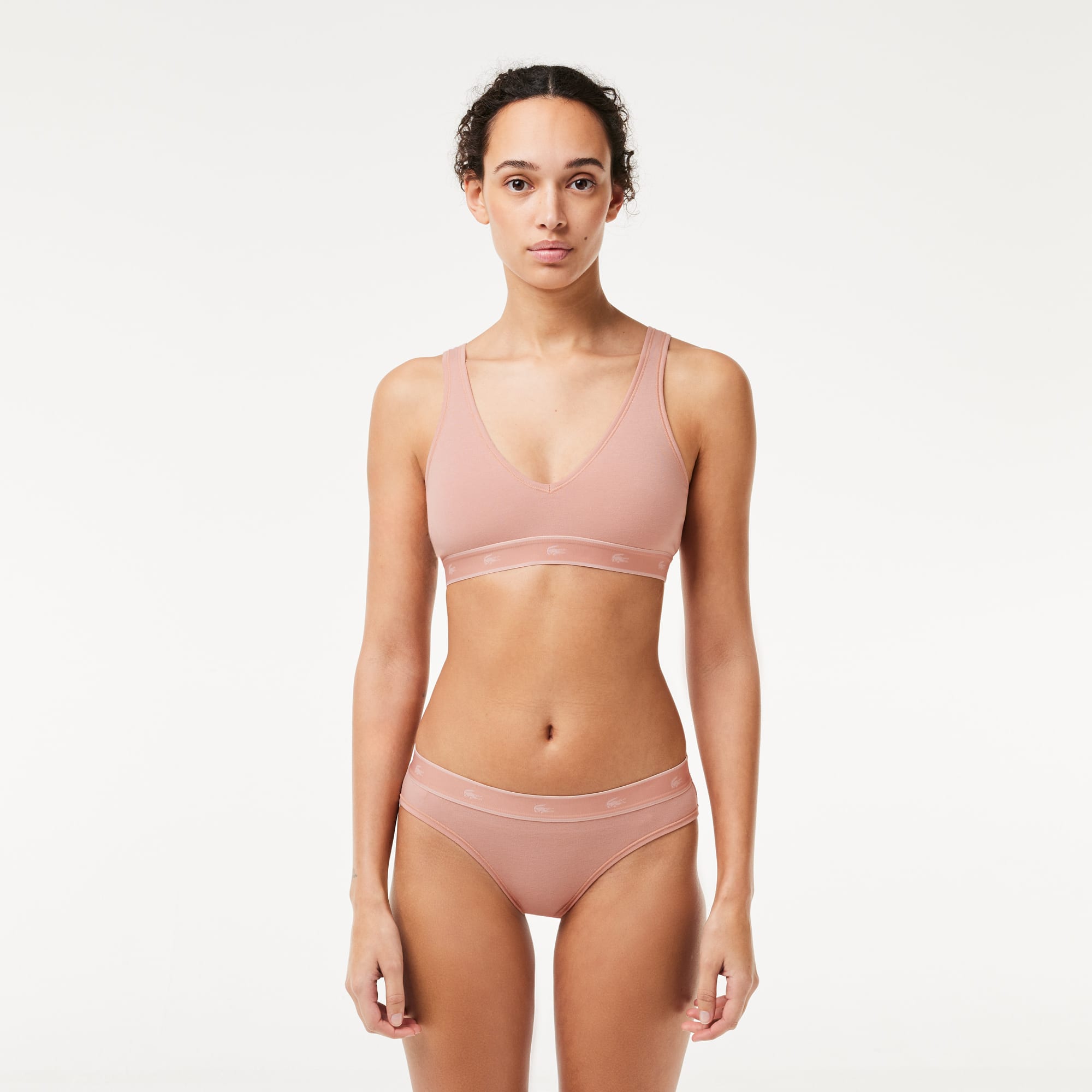 Brassière triangle en coton stretch Brassières - Rose - Lacoste - Femme