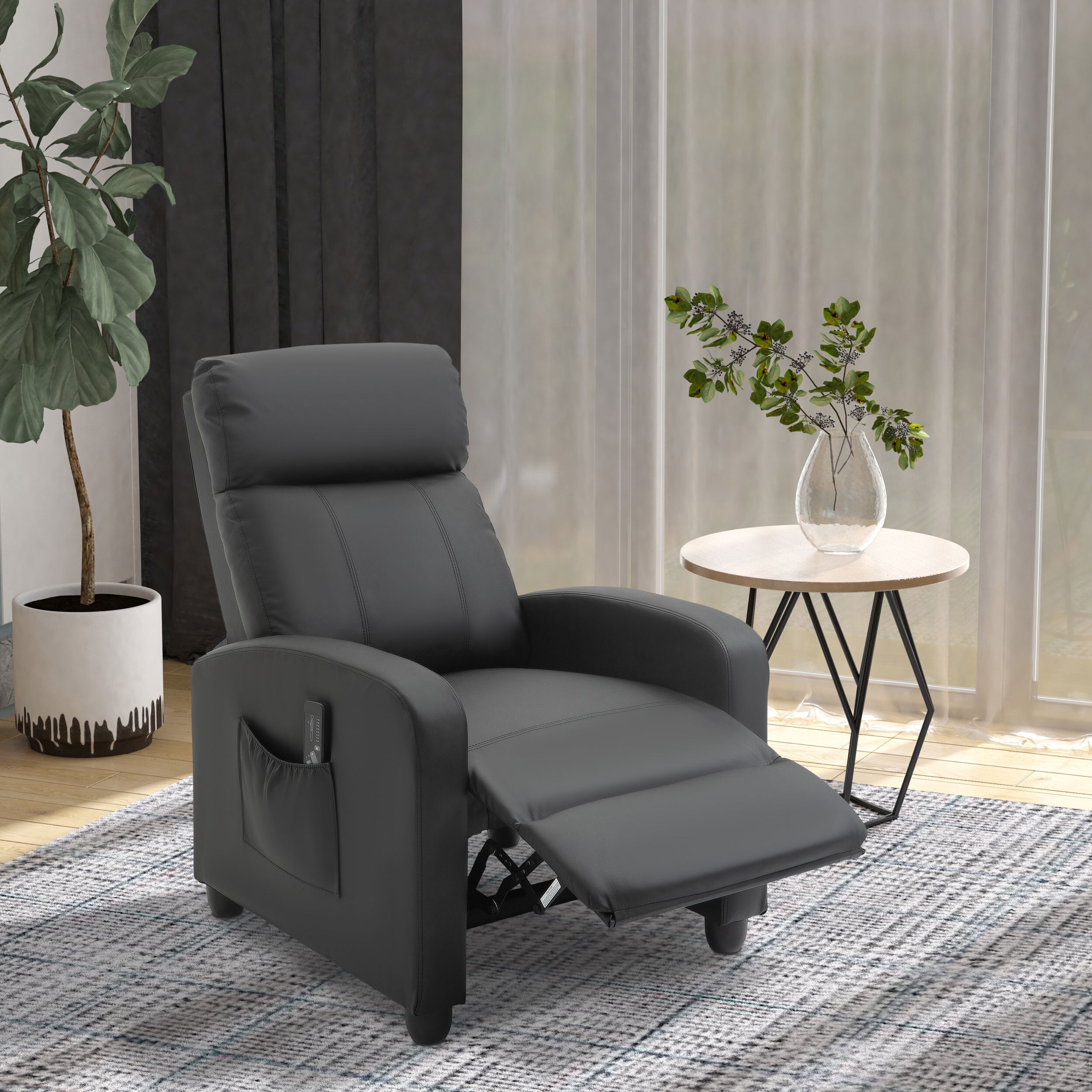 HOMCOM Massagesessel mit kabelgebundener Fernbedienung schwarz 68B x 88T x 98H cm