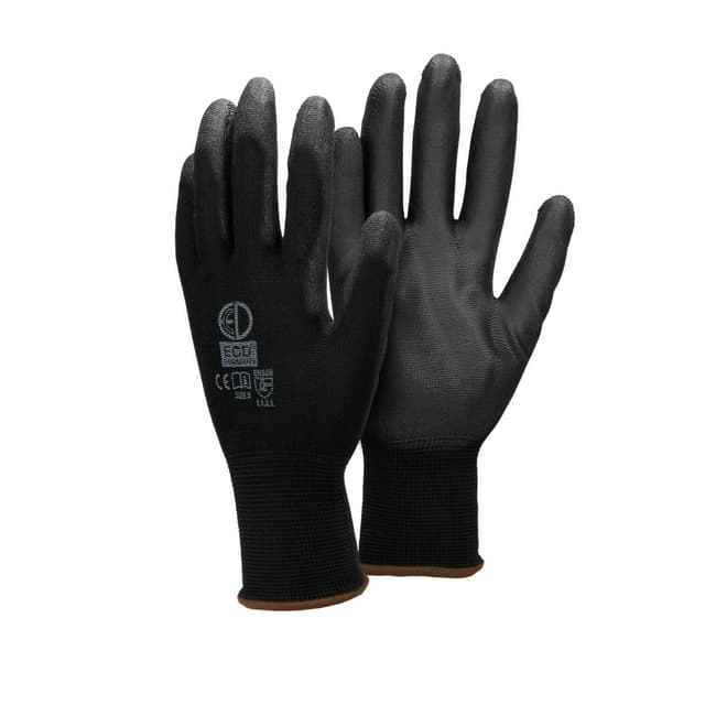 ECD Germany 60 par PU arbejde handsker, størrelse 9-L, farve Sort, mekanik