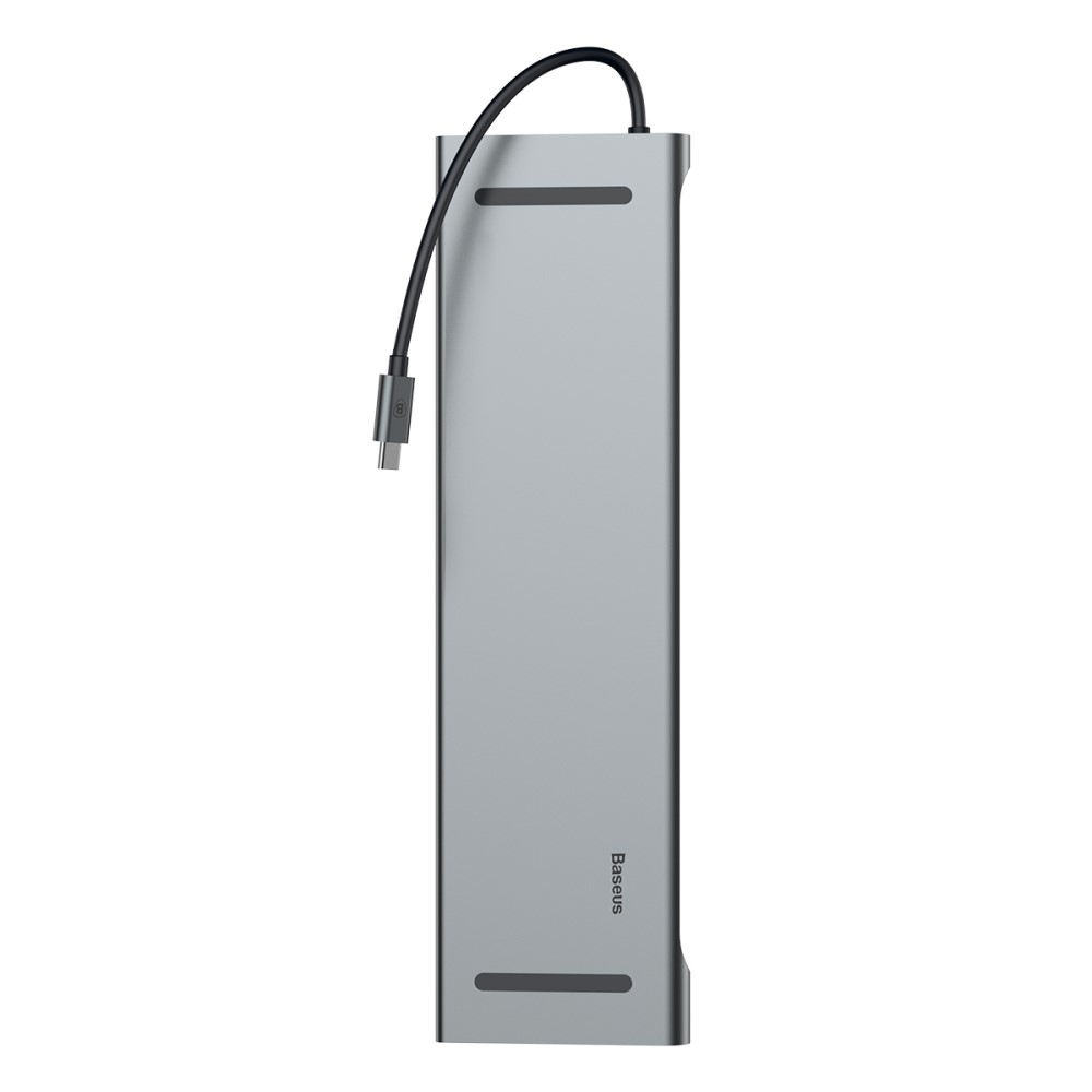 10in1 USB C Multiport Adapter mit USB C (PD) / 4K HDMI / VGA / LAN / 3x USB 3.0 / 3.5mm Audio / SD & Micro SD Slot - Dunkelgrau (Space Grau)