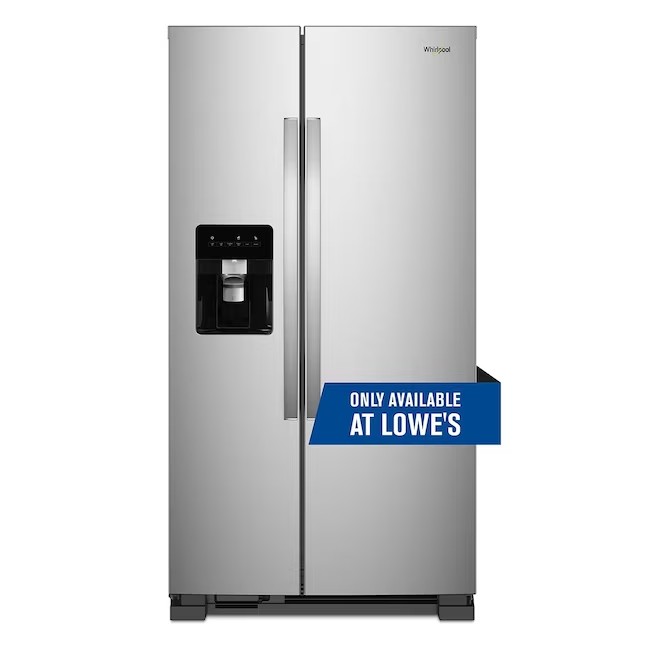 Refrigerador Whirlpool Side-by-Side de 24,6 pés cúbicos com máquina de gelo (aço inoxidável resistente a impressões digitais)