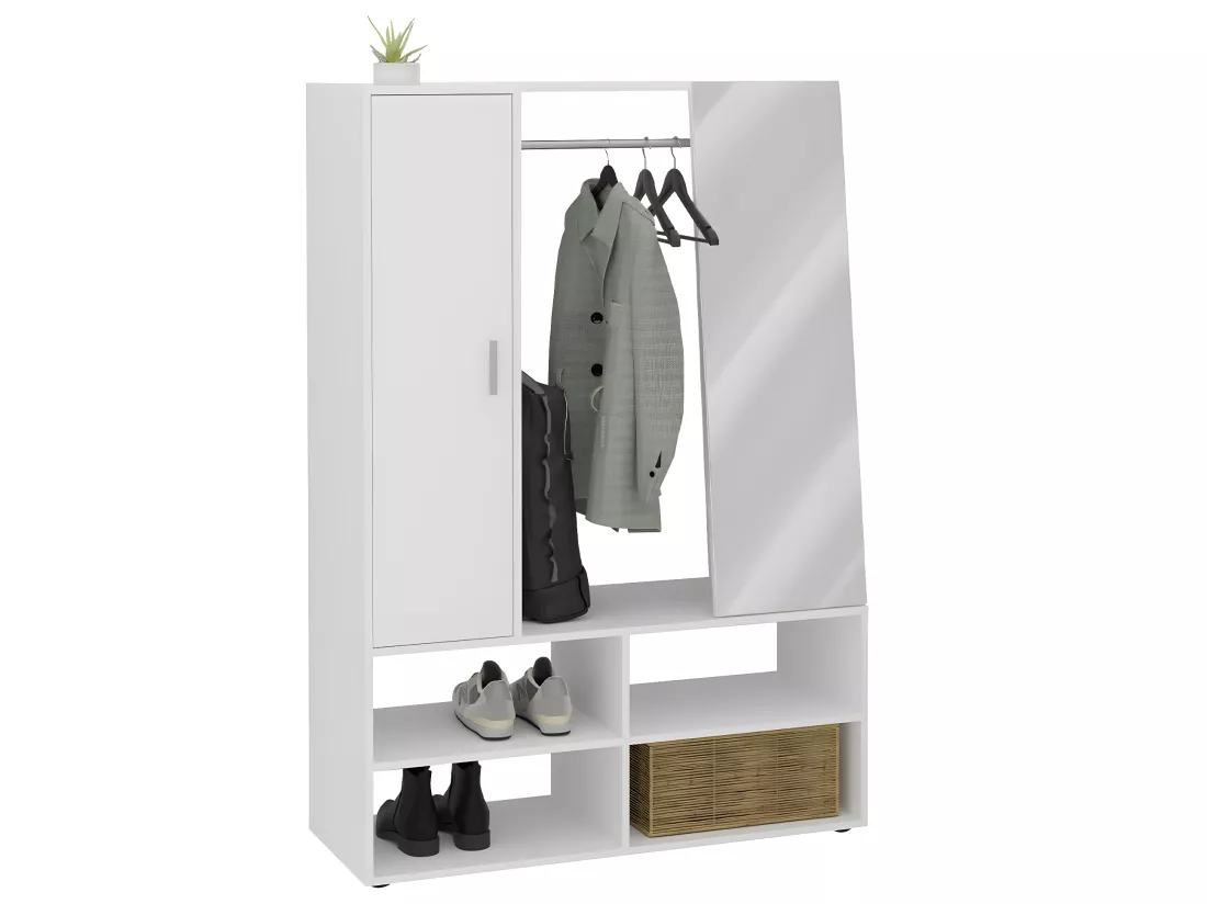 Penderie d'entrée 1 porte 1 miroir Auma - L105 x H151,3 cm