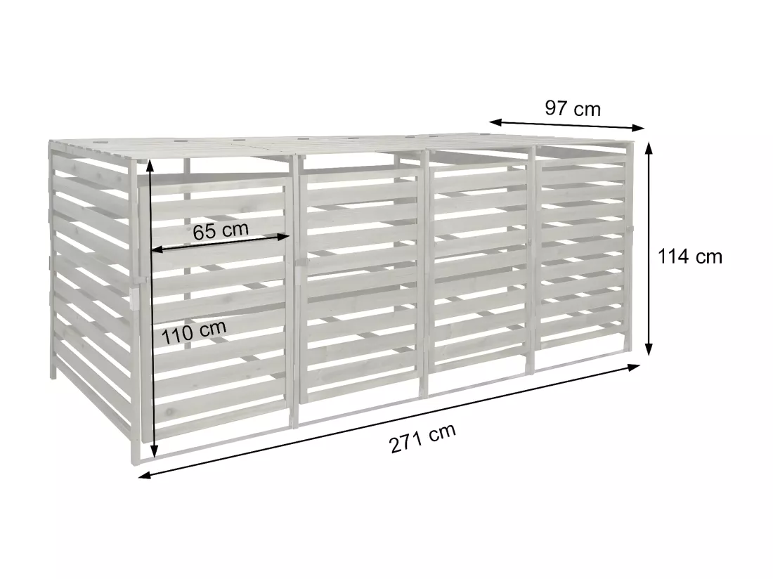 Cache-poubelle MCW-H62 pour 4/8 poubelles, vert foncé