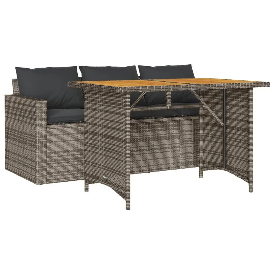 vidaXL - Tuinset - Grijs - Poly rattan