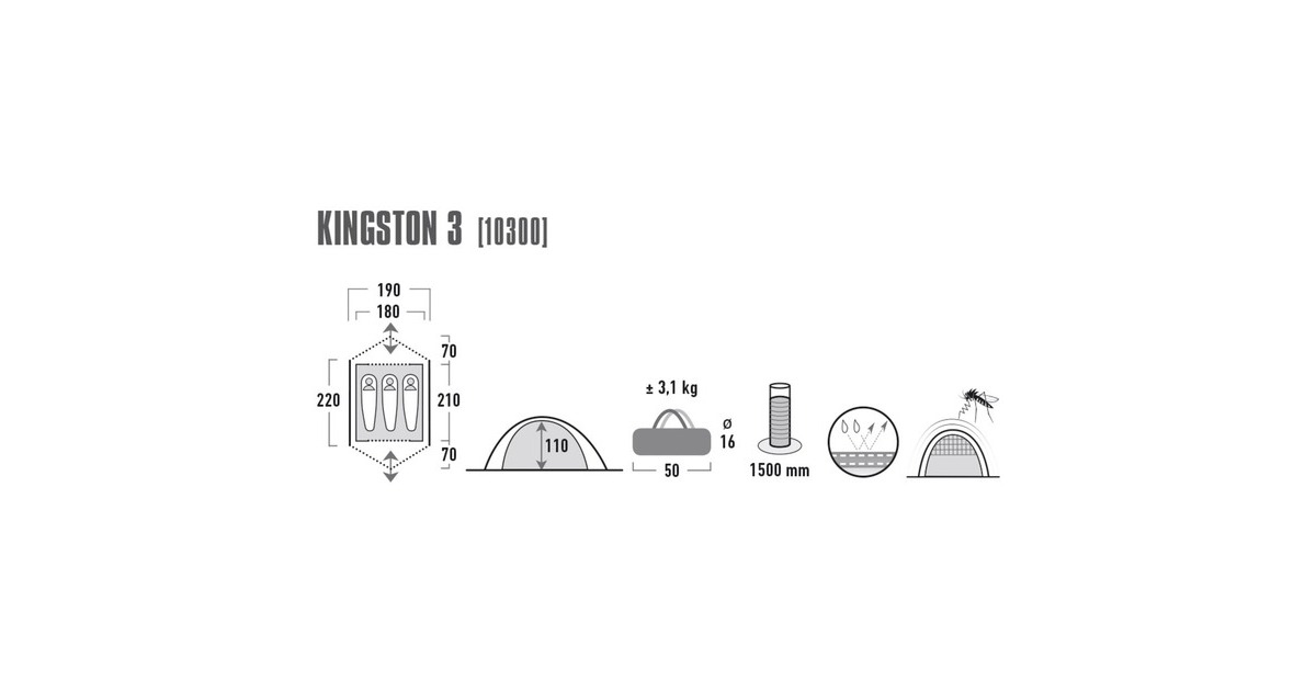 High PeakKingston 3 tent  (Blauw/grijs)