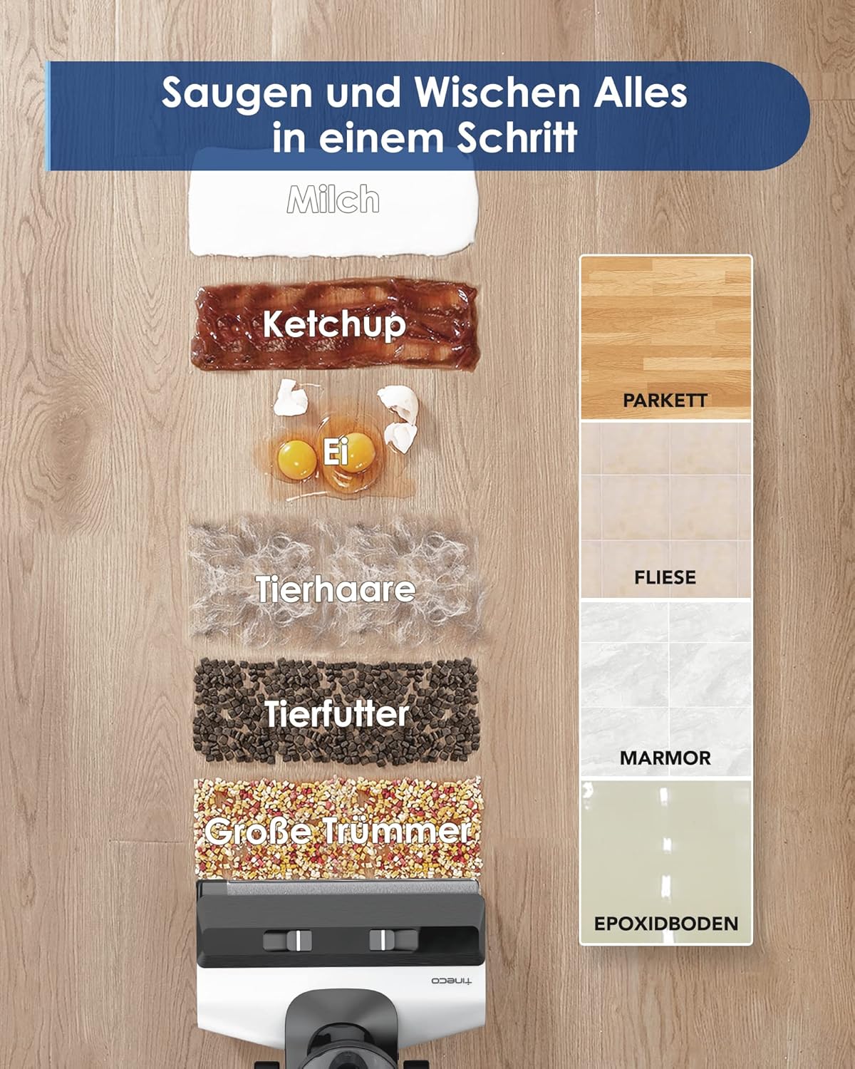 Tineco Floor One S5 Smart Nass-Trocken-Sauger mit iLoop Technologie, All-in-One-Nass Trockensauger Kabellos mit Dual-Tank-Design | Selbstreinigung LED-Display, Wi- Fi, App