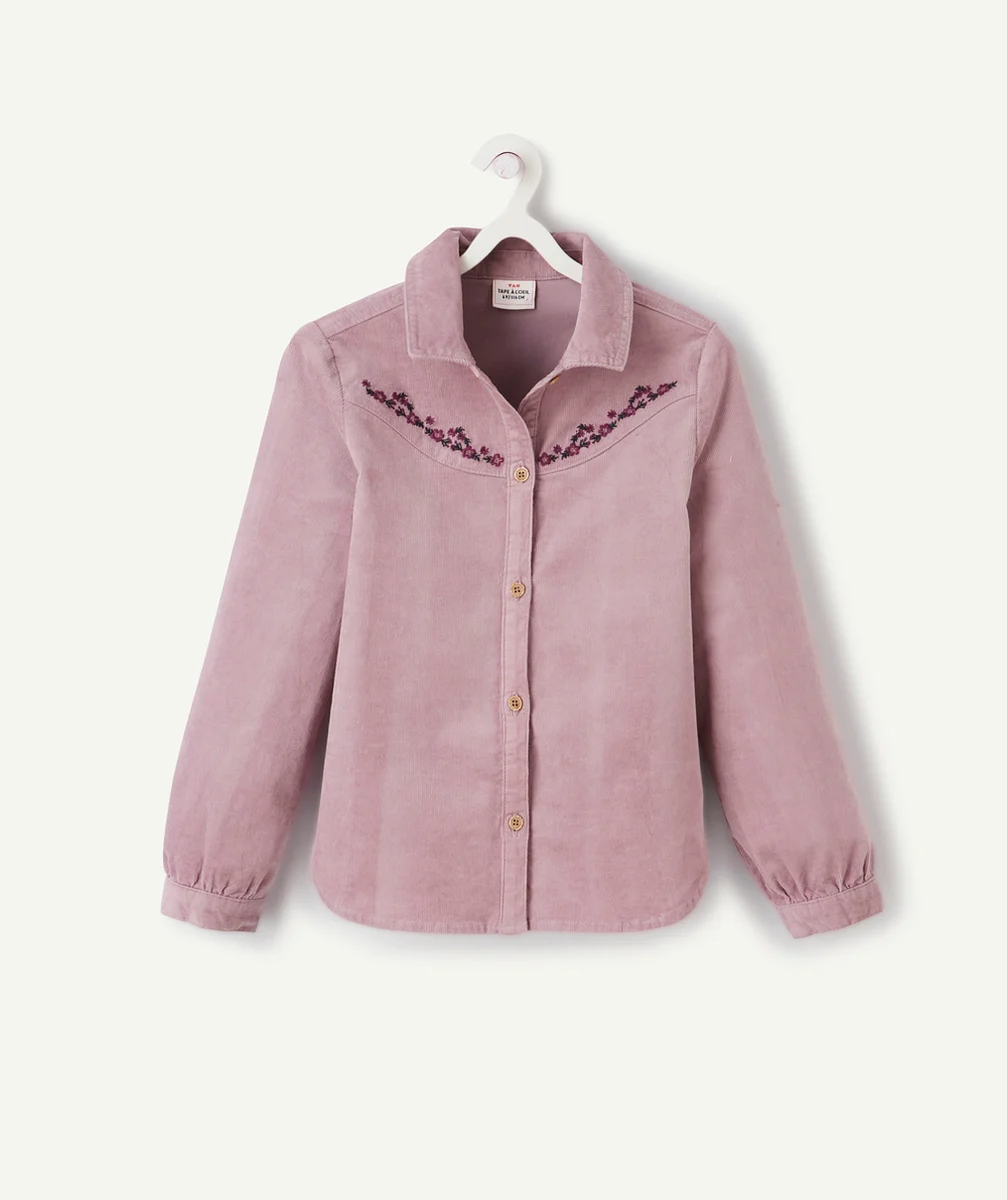 CHEMISE EN VELOURS CÔTELÉ VIOLETTE FILLE