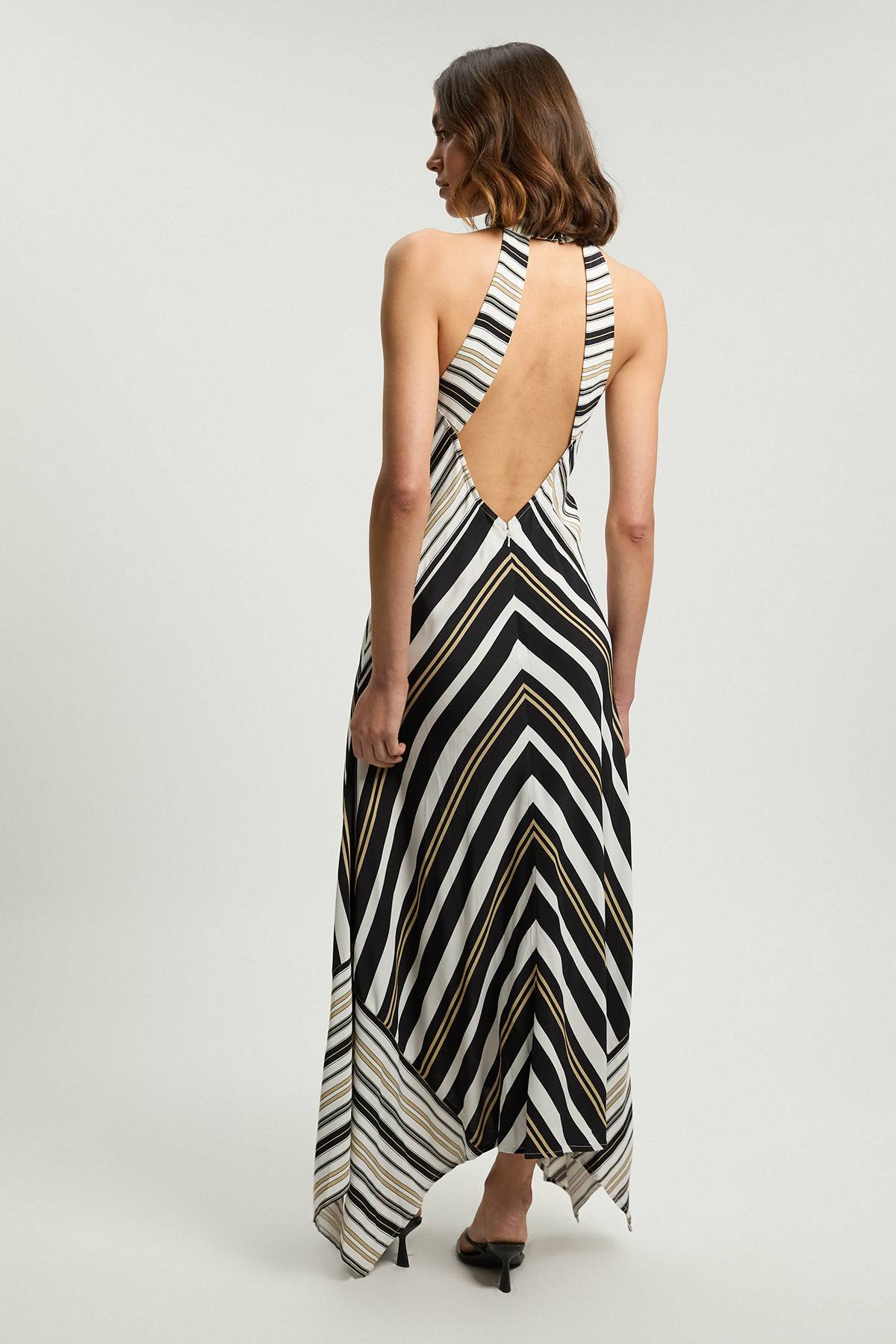 KarenMillen Robe Maxi Dos Nu À Rayures Contrastées En Viscose Petite