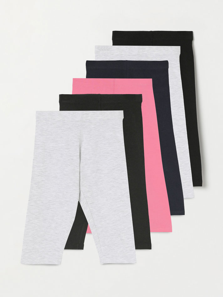 Conjunto de 6 calças legging capri básicas - Cinza Mesclado