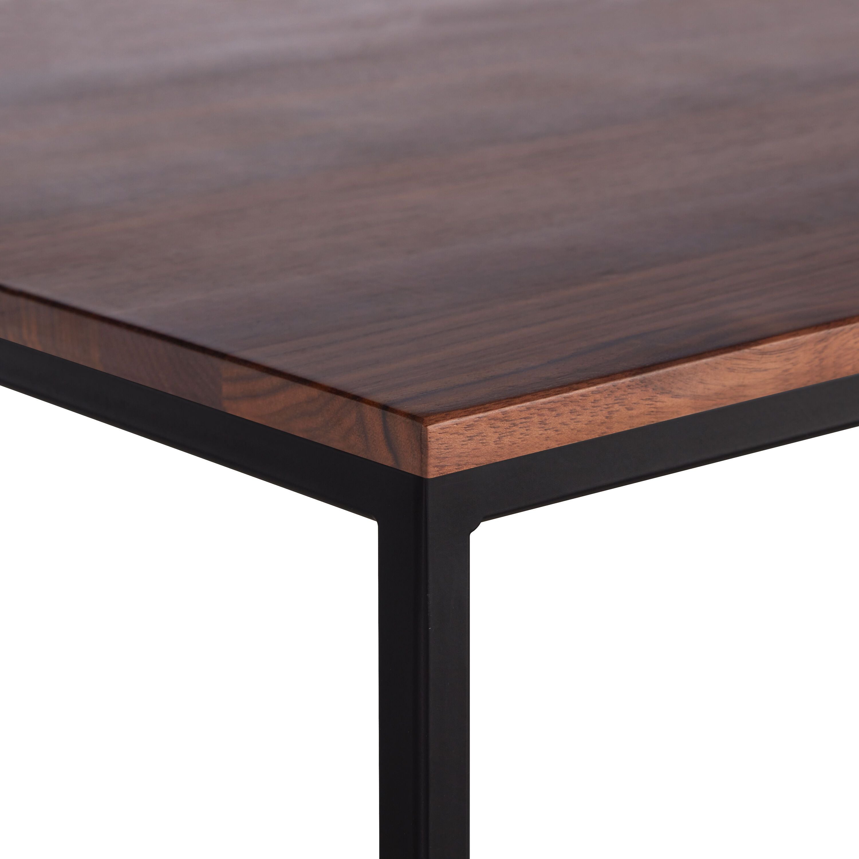 AVEA Salontisch - Nussbaum massiv / schwarz / B: 90.0 cm x T: 90.0 cm x H: 40.0 cm