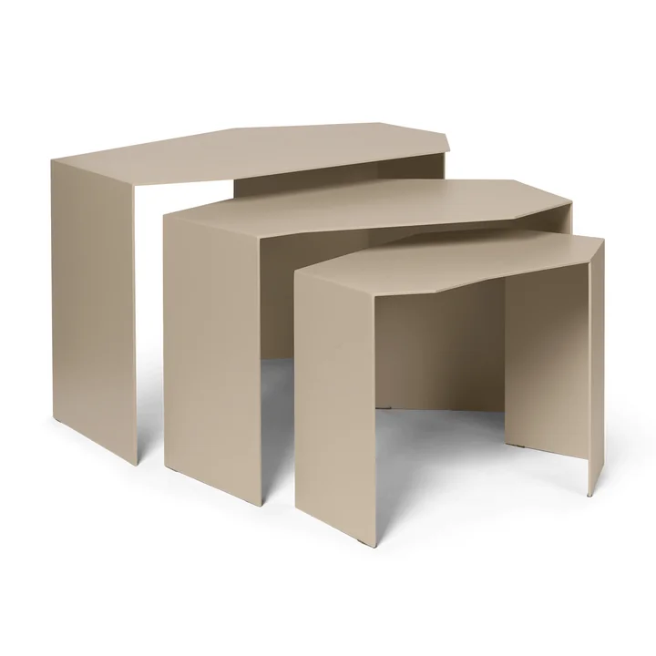 Ferm Living - Shard Cluster Satztisch, cashmere (3er-Set)