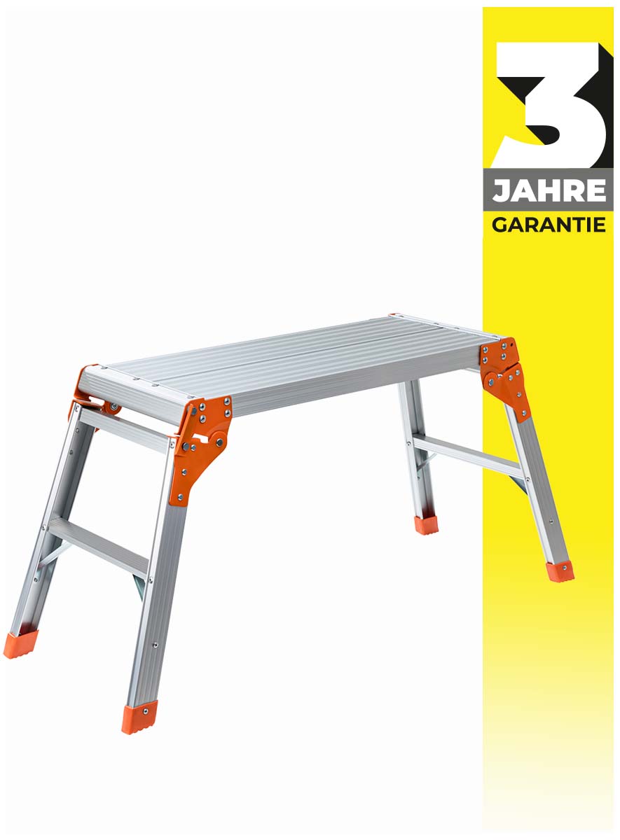 Craftfull Arbeitsplattform CF-107A, klappbar, Sicherheitsbügel, Arbeitspodest aus Aluminium, 150 kg (Silber/Orange)