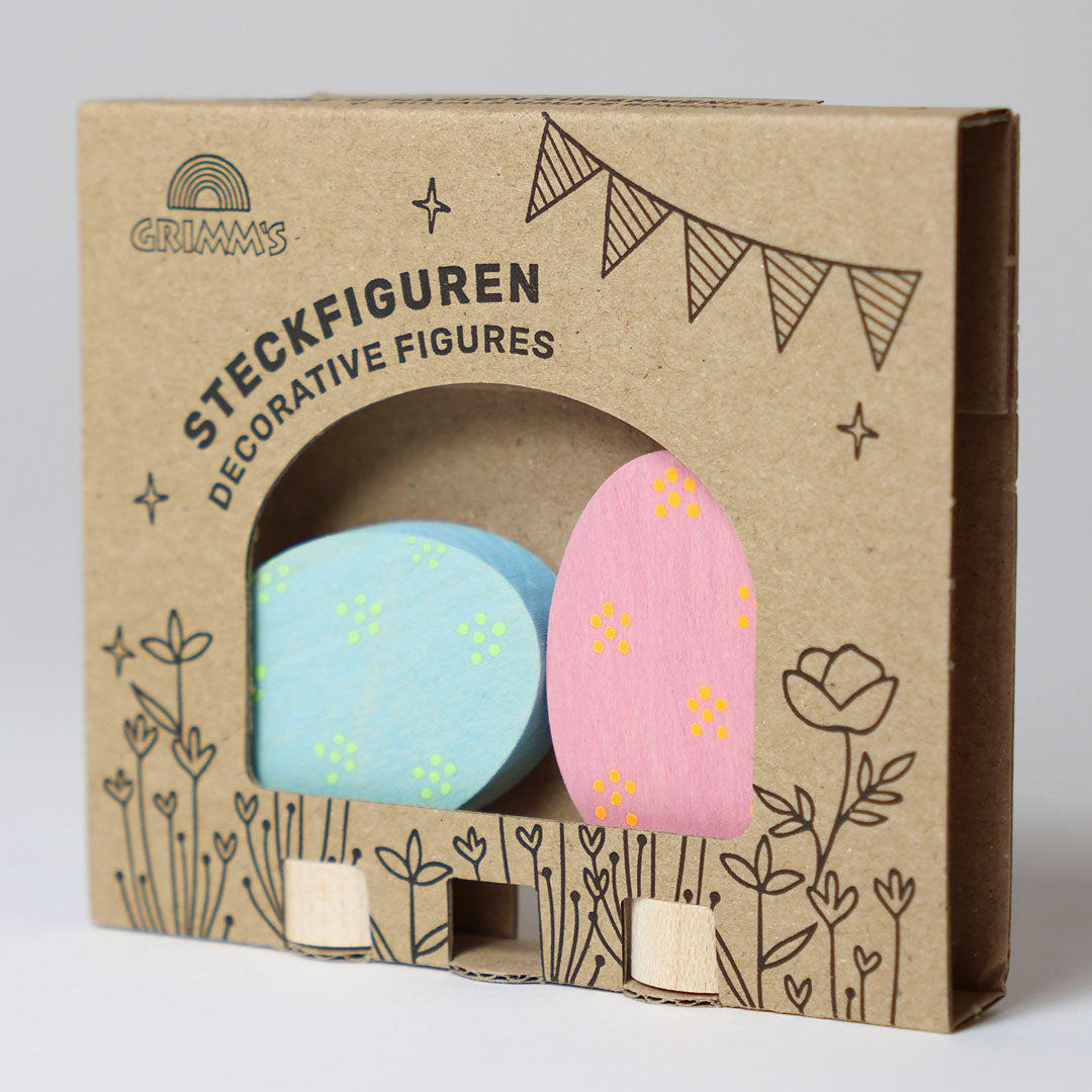 grimm's decoratie figuur paaseieren - floral duo - 2st