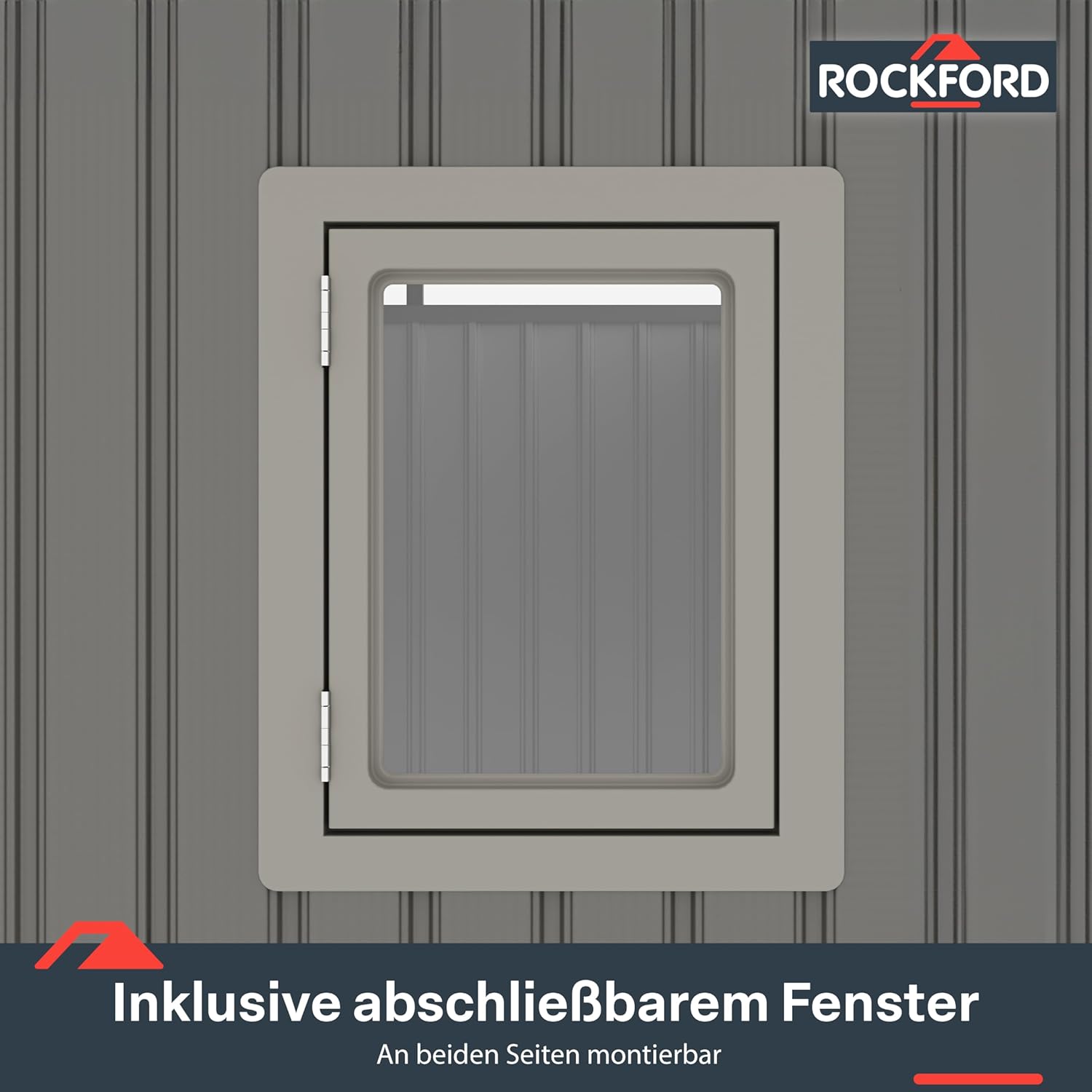 Rockford Lagos 100 gartenhaus Metall - Gerätehaus mit Doppeltür und Polycarbonat-Fenster - 230x230x222cm - Geräteschuppen, Gartenhütte, Metallgerätehaus, Fahrradgarage - Grau