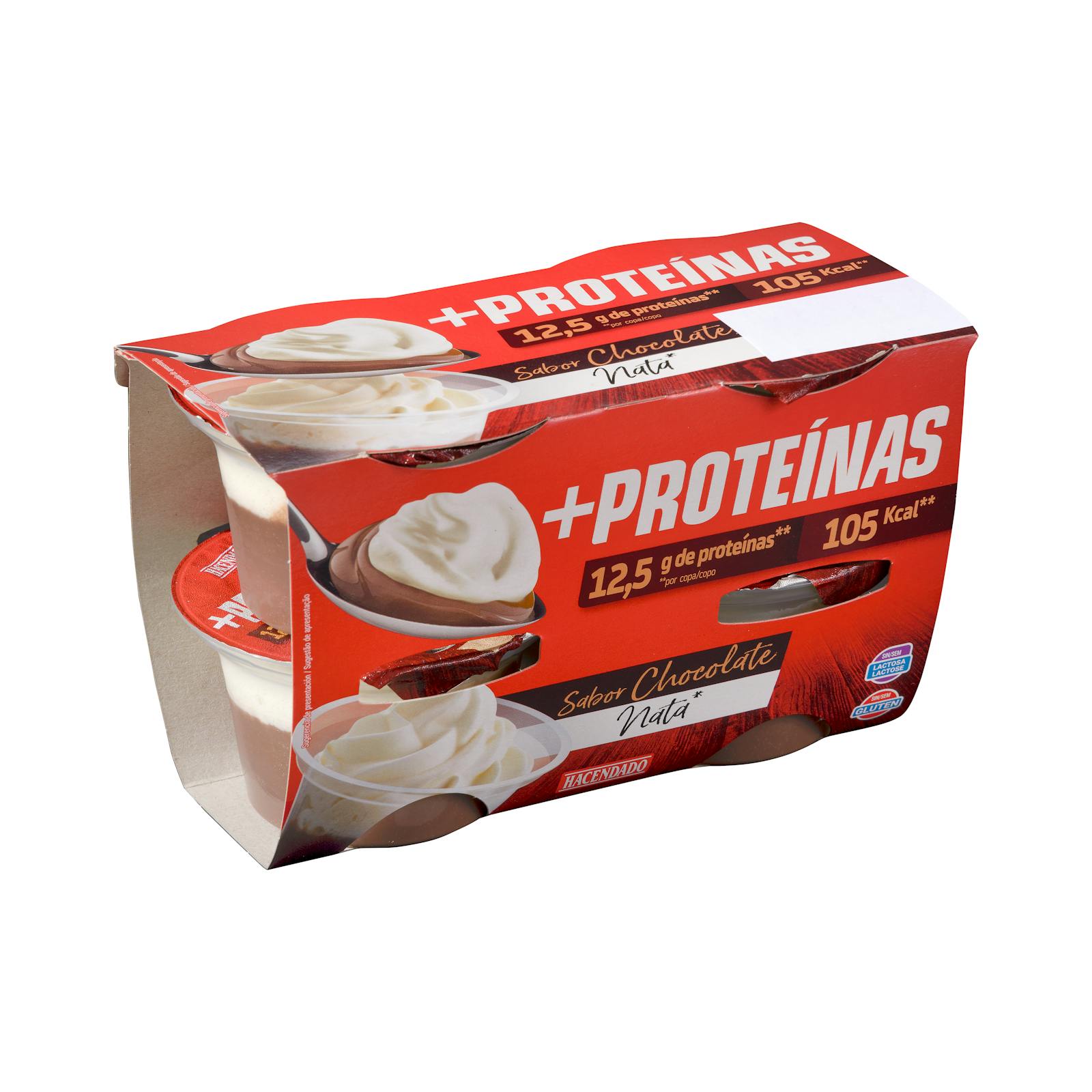 Coupe de chocolat et de crème + Protein Hacendado 12,5 g de protéines