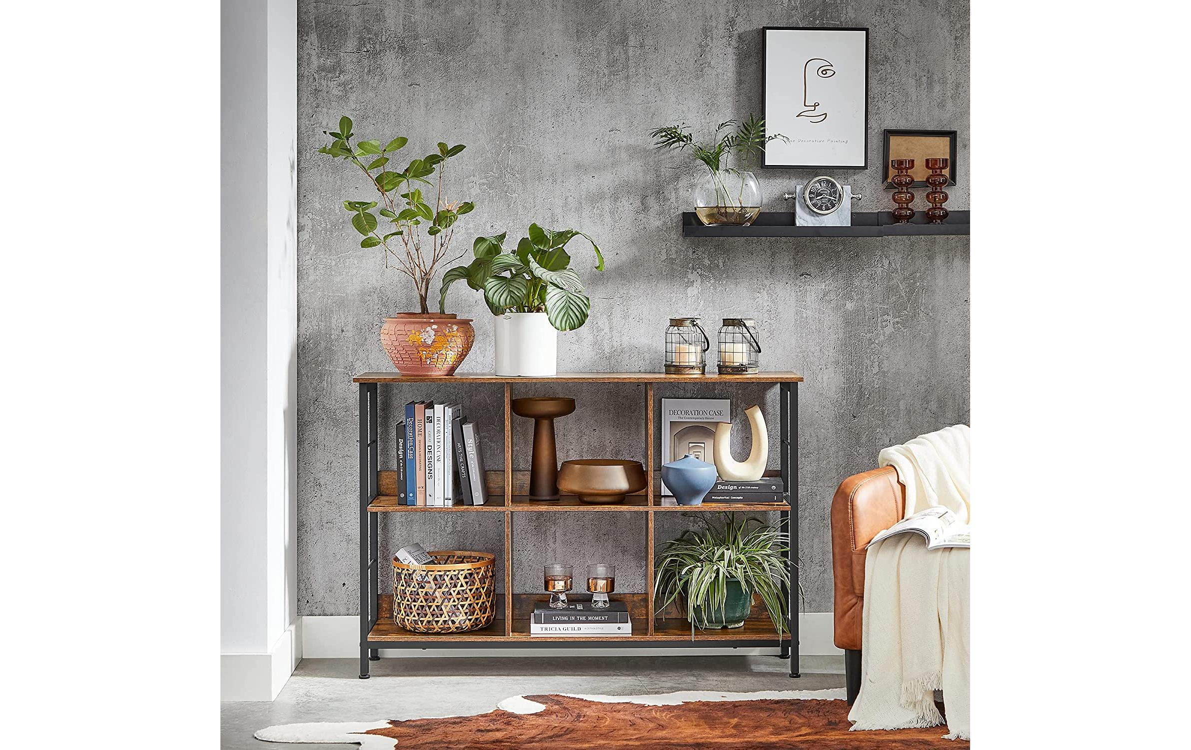 Regal Industrial SchwarzRegal für das Wohnzimmer mit 6 Fächern