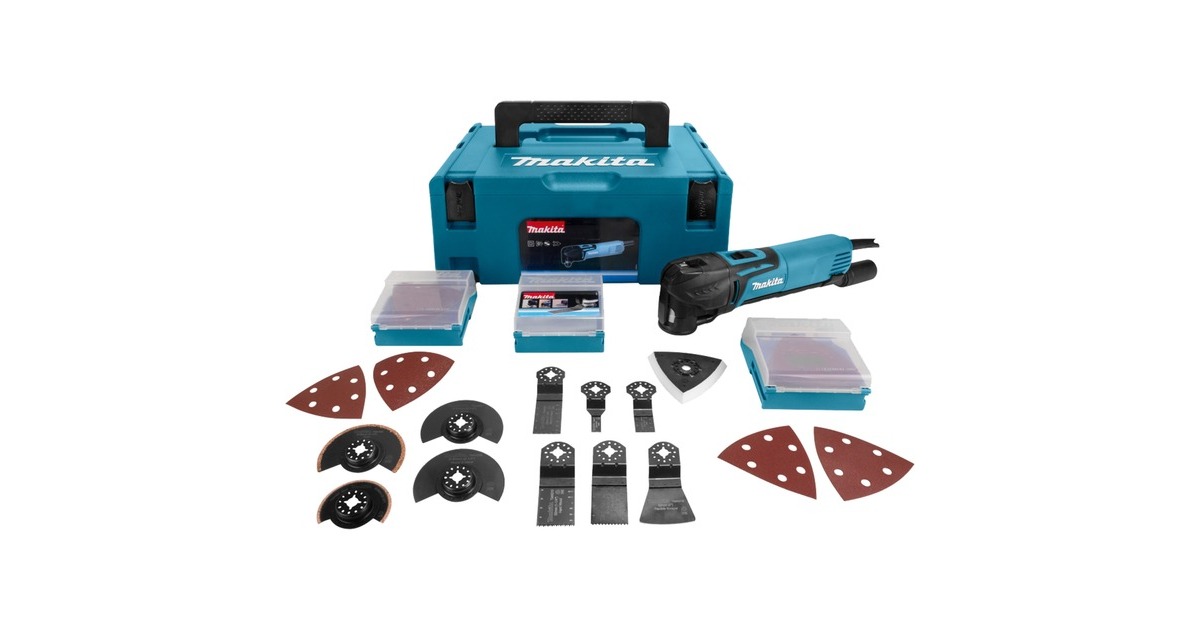 Makita230 V Multitool TM3010CX2J multifunctioneel apparaat  (Blauw/zwart, Mbox, incl. accessoireset)