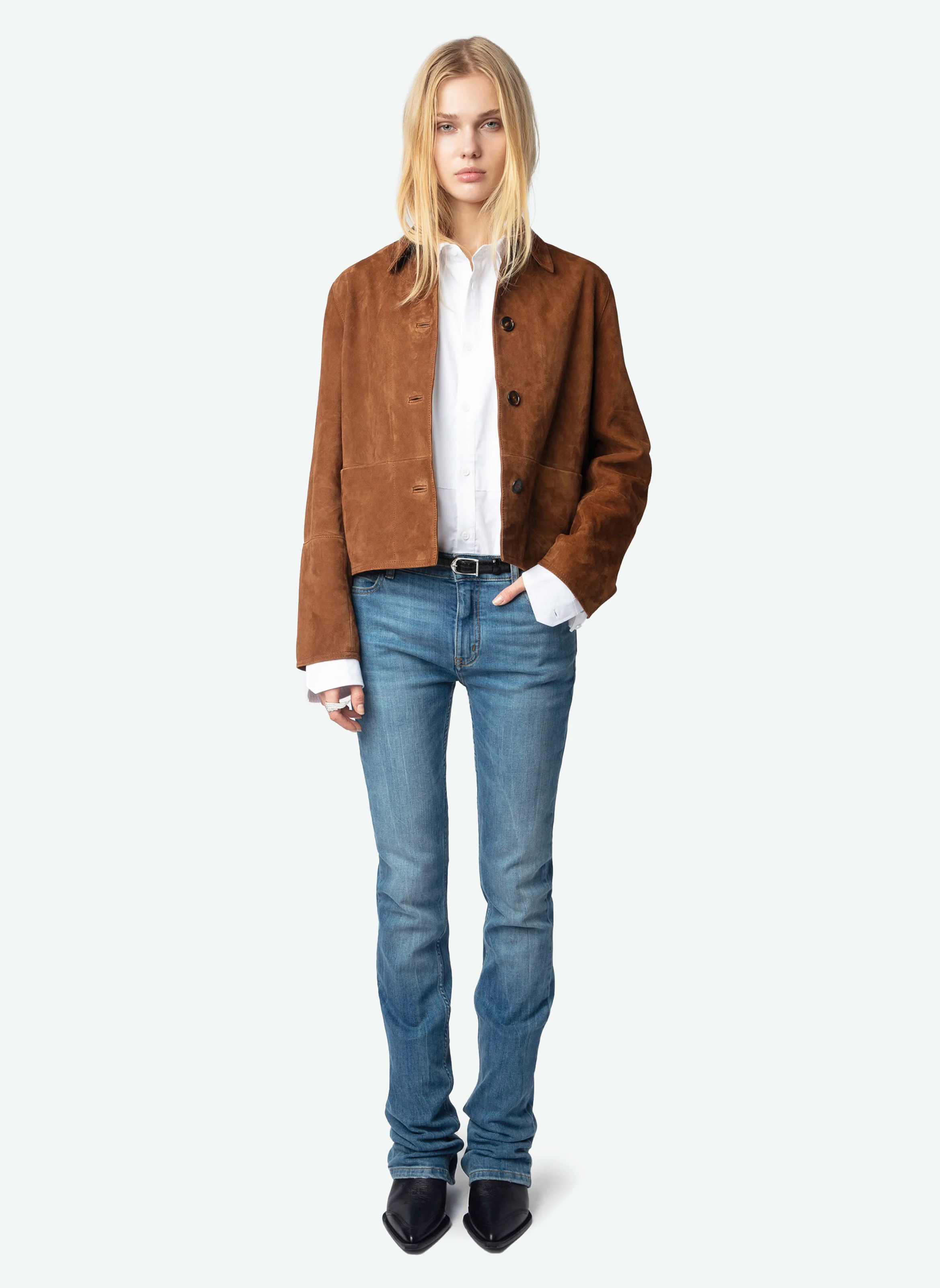 LESSA - Blouson boutonné en suédine| Marron