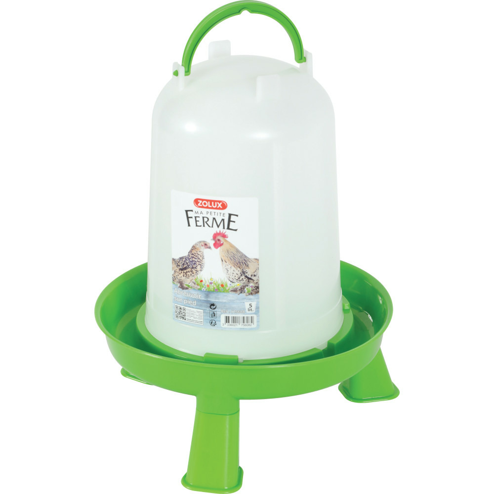 Abreuvoir en plastique avec pieds capacité 5 litres basse cour