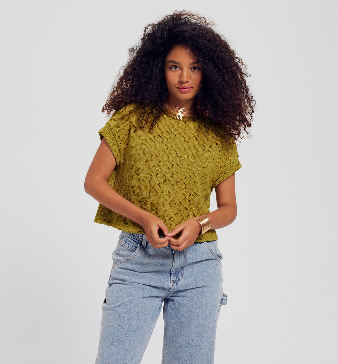Crop top ajouré Femme - ANIS MOYEN