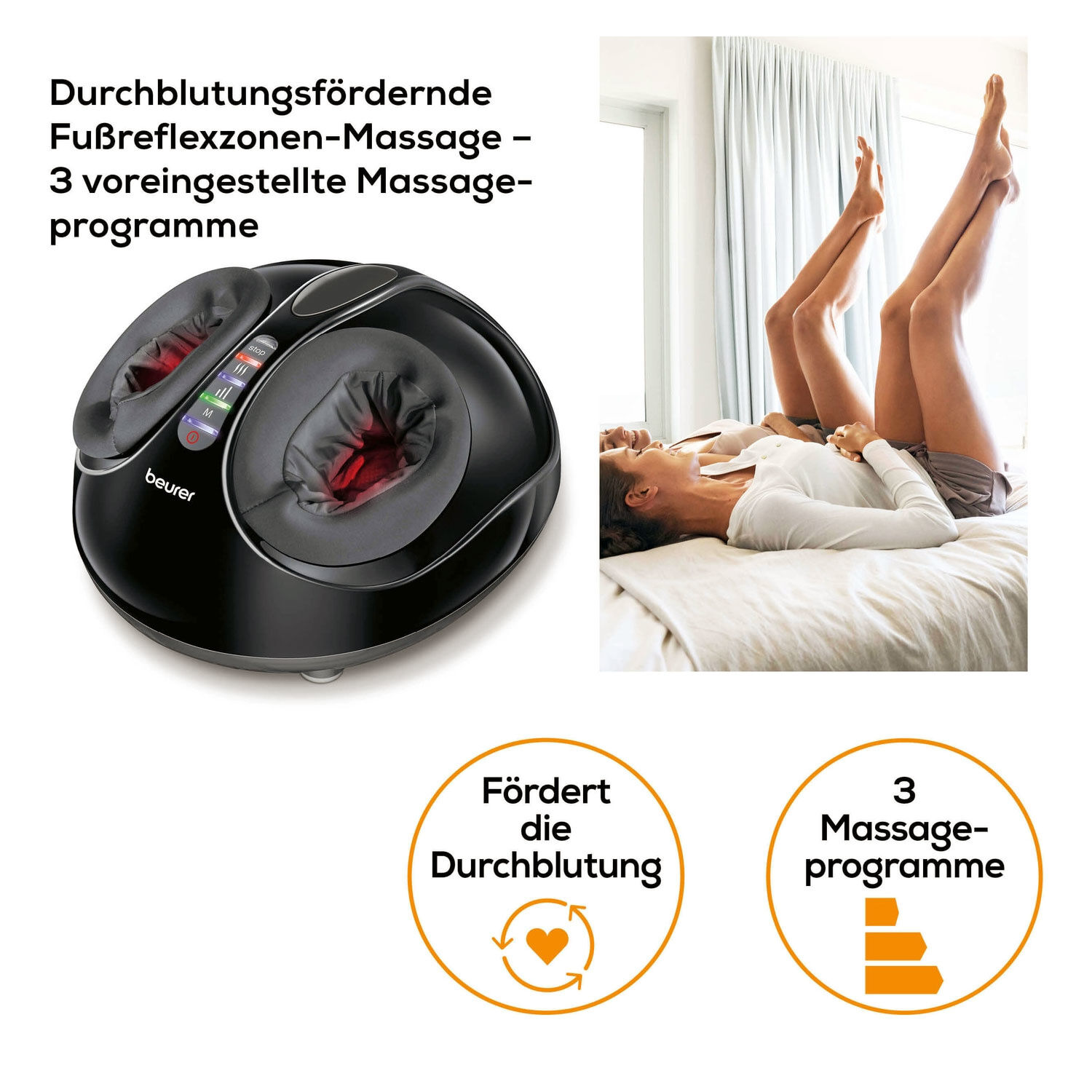 Beurer Fussmassage-Gerät mit zuschaltbarer Wärmefunktion