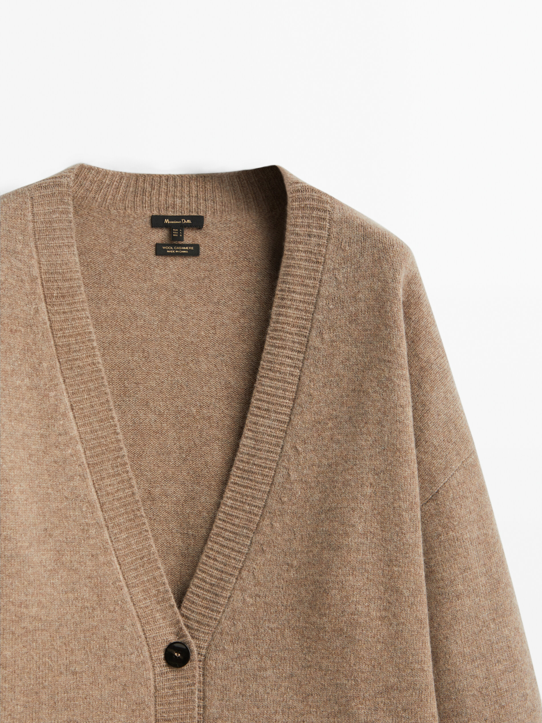 Cardigã com botões em mistura de lã e cashmere - TAMANHO MÉDIO (CRU)